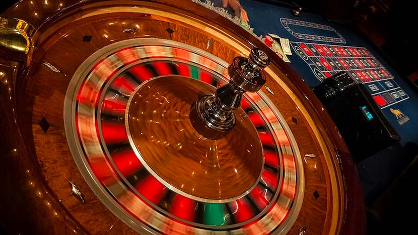Roulette table with bets